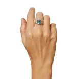 Złoty pierścionek z topazem i szafirami Złoty pierścionek z topazem i szafirami